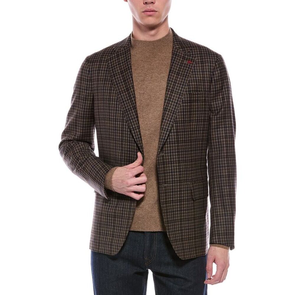 Isaia Mens  Wool Jacket, Brown